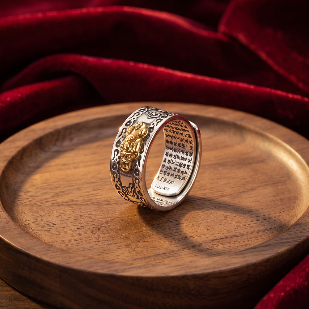 The Gold Pixiu Mantra Ring