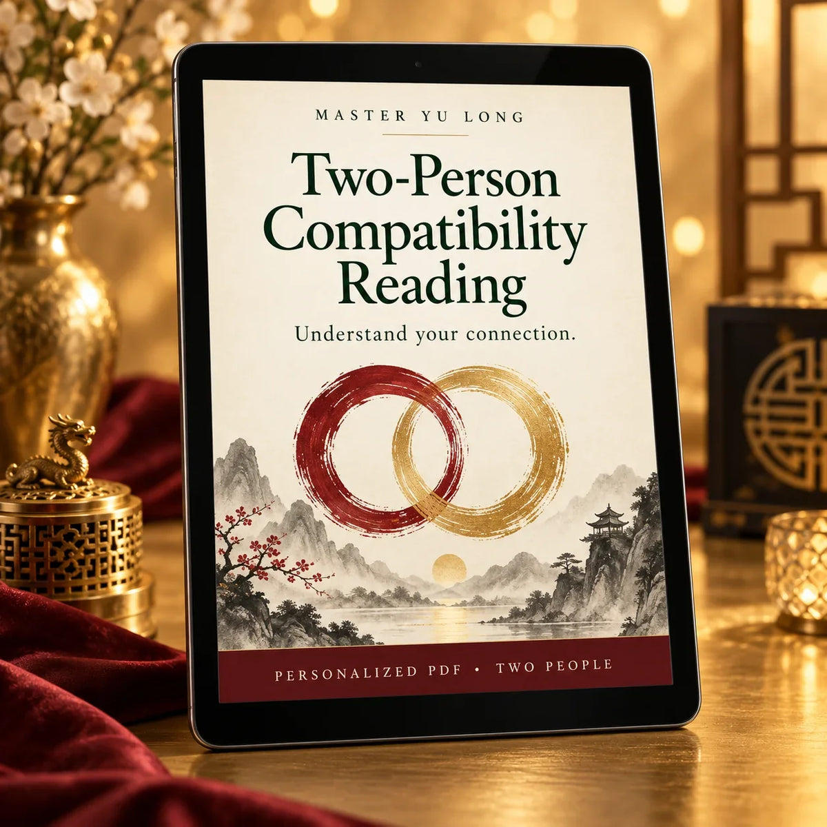 Two-Person Compatibility Reading personalized digital PDF on a tablet