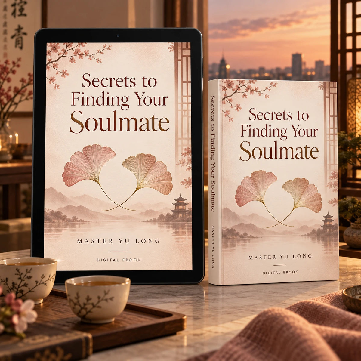 Secrets to Finding Your Soulmate — digital ebook cover and tablet mockup