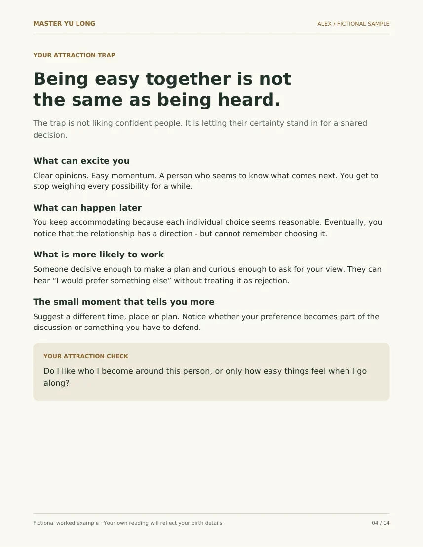 Fictional sample: Attraction Trap, page 4.